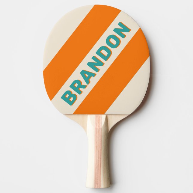 Raquete De Ping Pong Retro Sea Breeze Bold Stripes com Nome (Frente)