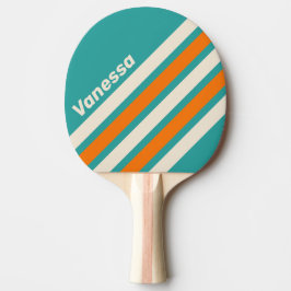Raquete De Ping Pong Retro Sea Breeze Vibe Angled Striping with Name