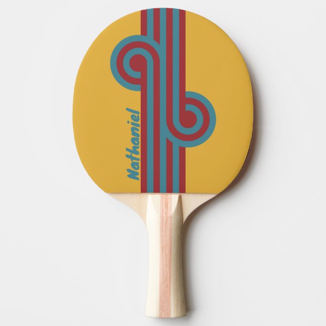 Raquete De Ping Pong Retro Semente de Mostarda Loop com Nome (Frente)
