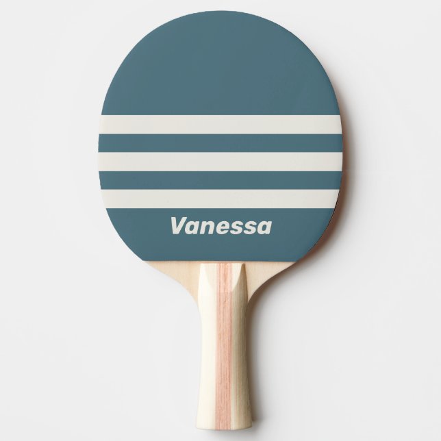 Raquete De Ping Pong Retro Slate Gray Three Across Striping with Name (Frente)