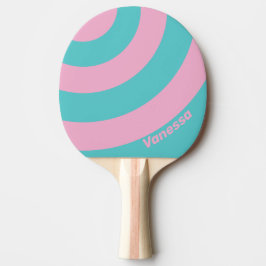 Raquete De Ping Pong Retro South Beach Círculo Listrado com Nome