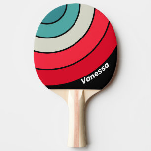 Raquete De Ping Pong Retro Stealth Arco-íris Círculo Listra com Nome