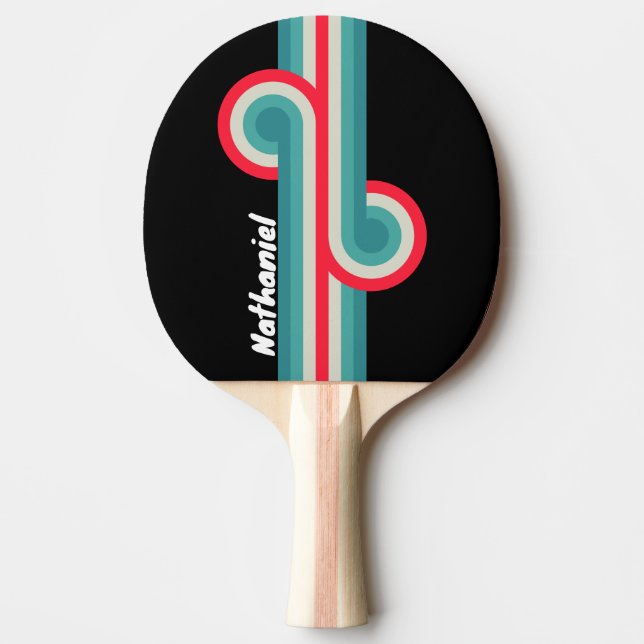 Raquete De Ping Pong Retro Stealth Arco-íris com Nome (Frente)