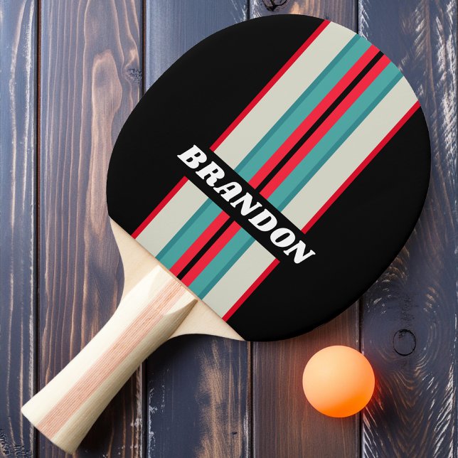 Raquete De Ping Pong Retro Stealth Faixa de Rali Arco-íris com Nome (Criador carregado)