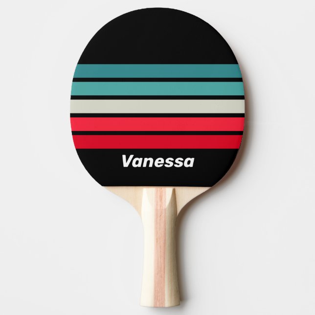 Raquete De Ping Pong Retro Stealth Rainbow Across Striping with Name (Frente)