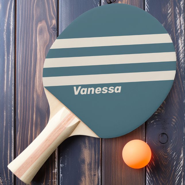 Raquete De Ping Pong Retro Storm Três Listras com Nome (Criador carregado)