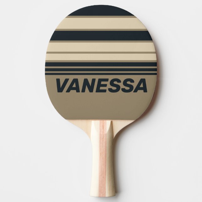 Raquete De Ping Pong Retro Stormy Desert Horizon Striping with Name (Frente)