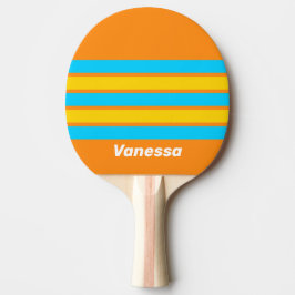 Raquete De Ping Pong Retro Summer Beach Across Striping with Name