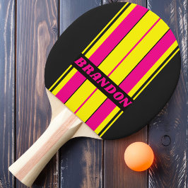 Raquete De Ping Pong Retro Sun Glow Placa Listras com Nome