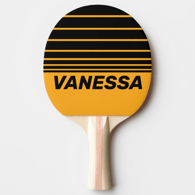 Raquete De Ping Pong Retro Sunflower Buzz Horizon Striping with Name (Frente)