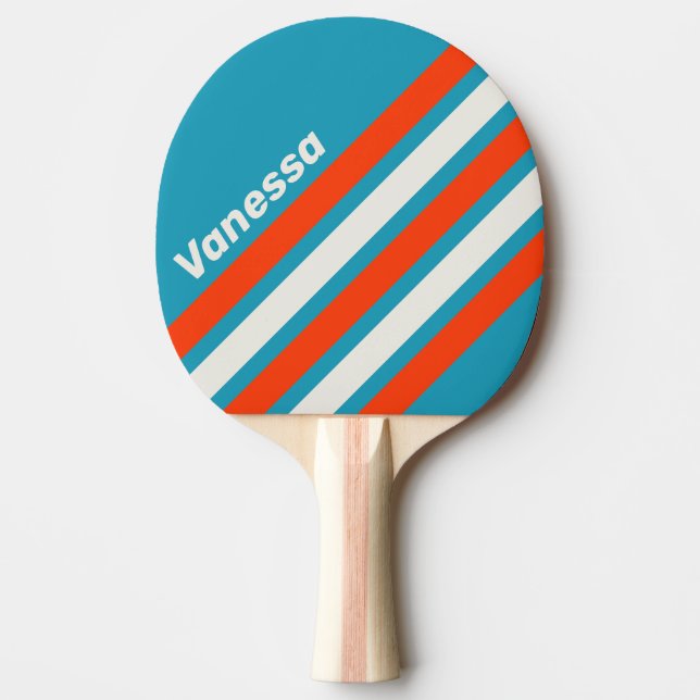 Raquete De Ping Pong Retro Sunset Tide Rush Angled Striping with Name (Frente)
