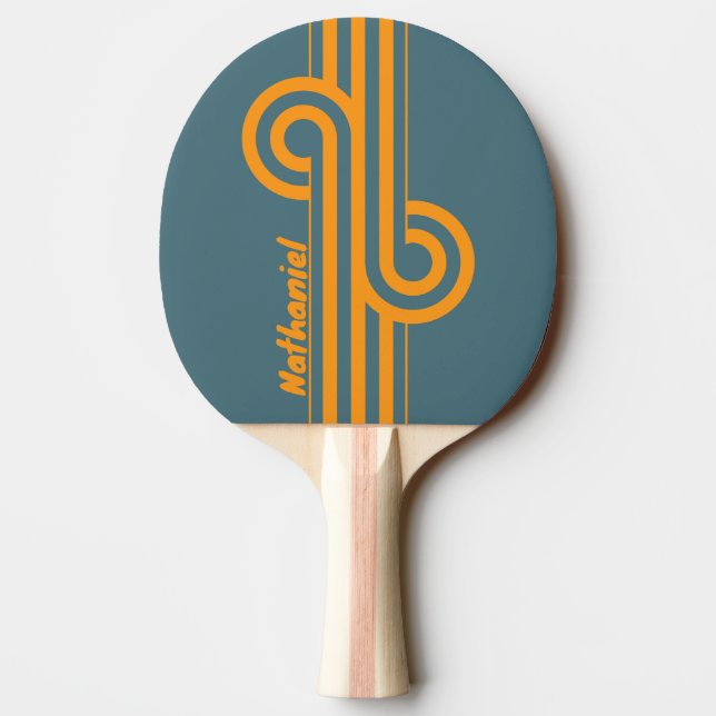 Raquete De Ping Pong Retro Sunshine Dual Stripe Loop com Nome (Verso)