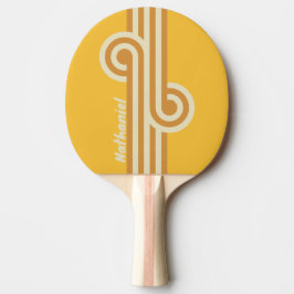 Raquete De Ping Pong Retro Sunshine Mostarda Loop com Nome