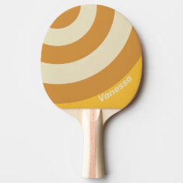 Raquete De Ping Pong Retro Sunshine Mustard Circle Stripe with Name
