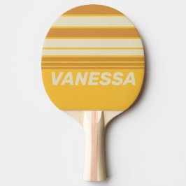 Raquete De Ping Pong Retro Sunshine Mustard Horizon Striping with Name