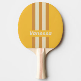 Raquete De Ping Pong Retro Sunshine Mustard Pin Stripes with Name