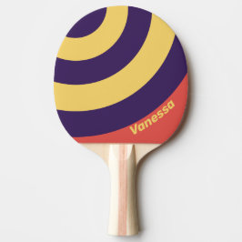Raquete De Ping Pong Retro Surf Pôr do Sol Círculo Listra com Nome