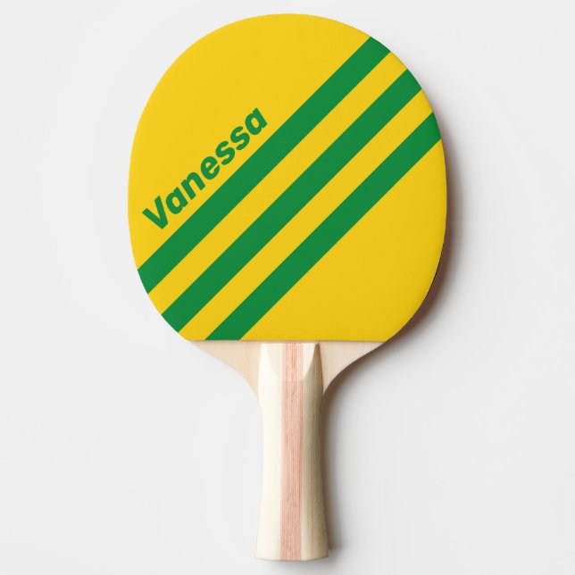 Raquete De Ping Pong Retro Tropical Banana Three Angled Stripe withName (Frente)