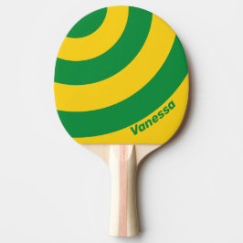 Raquete De Ping Pong Retro Tropical Banana Three Circle Stripe withName