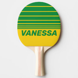Raquete De Ping Pong Retro Tropical Banana Three Horizon Stripe & Name