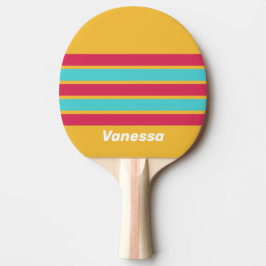 Raquete De Ping Pong Retro Tropical Breeze Across Striping with Name
