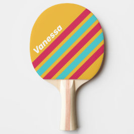 Raquete De Ping Pong Retro Tropical Breeze Angled Striping with Name