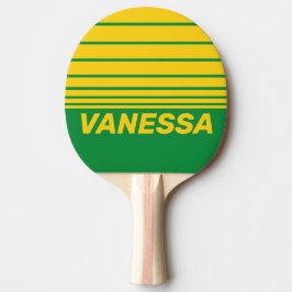Raquete De Ping Pong Retro Tropical Palm Three Horizon Stripe with Name
