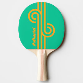 Raquete De Ping Pong Retro Tropical Punch Listra em Loop com Nome