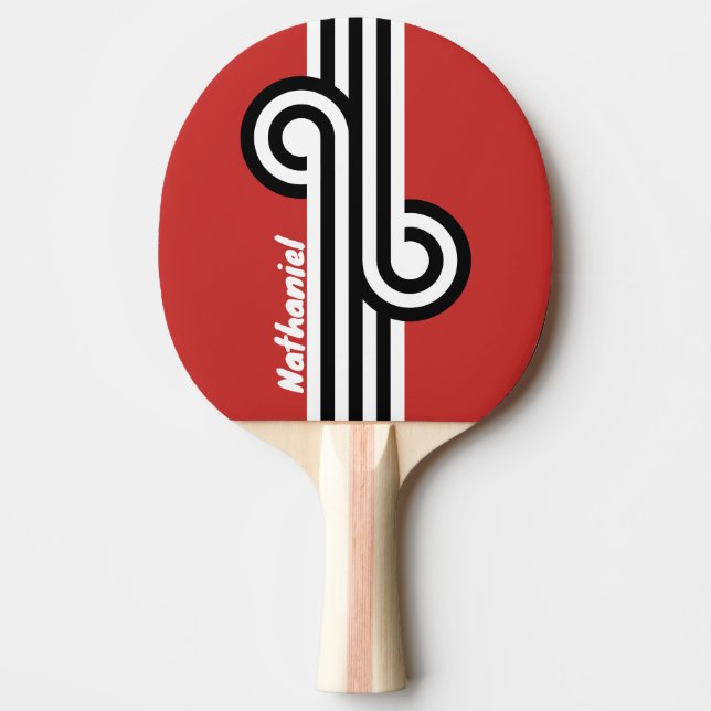 Raquete De Ping Pong Retro Urban Zebra Loop com Nome (Frente)