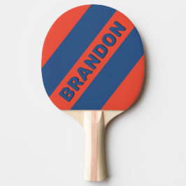 Raquete De Ping Pong Retro Vermelho & Azul Três Listras Negritas com No