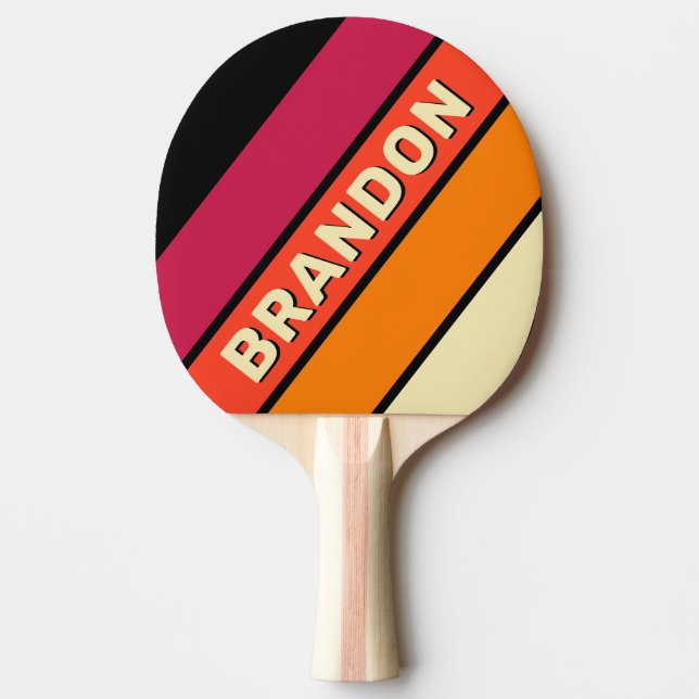 Raquete De Ping Pong Retro VHS Listras Grossas com Nome (Frente)