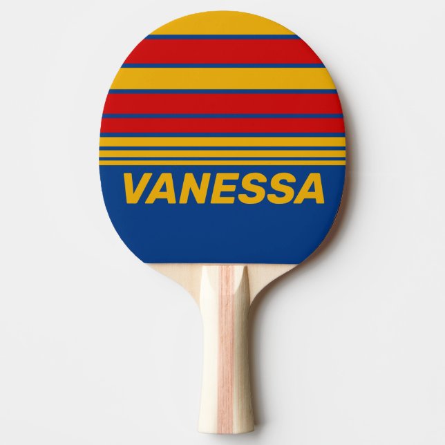 Raquete De Ping Pong Retro Warmhearted Horizon Striping with Name (Frente)