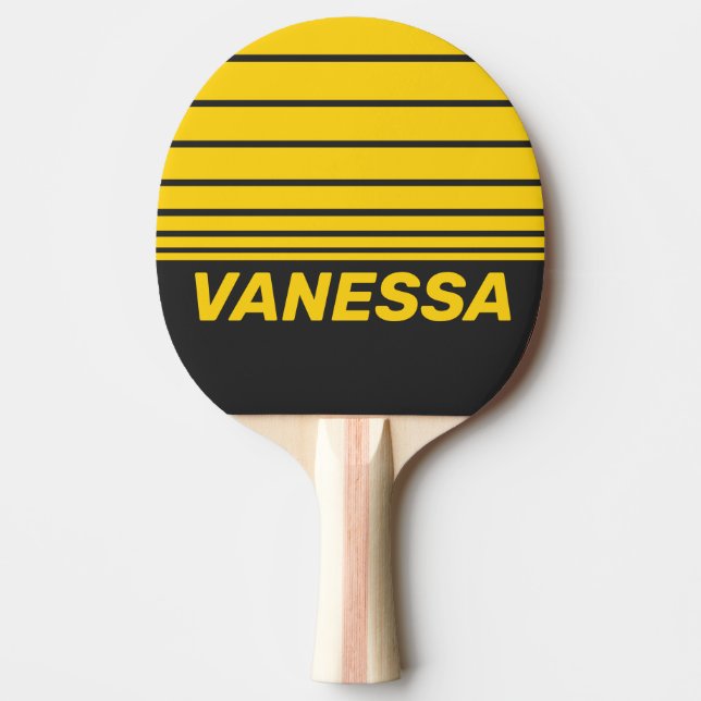 Raquete De Ping Pong Retro Yellowjacket Faixa do Horizonte com Nome (Frente)