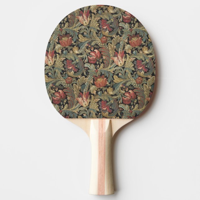Raquete De Ping Pong Rich Floral Tapeçaria Brocade Antique Clássica (Frente)