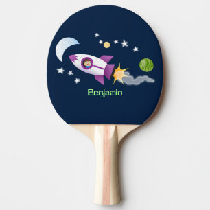 Raquete De Ping Pong Rockets em ilustração de desenhos animados espacia