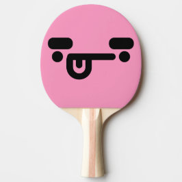 Raquete de Ping Pong Rosa Claro com Rosto Confuso 
