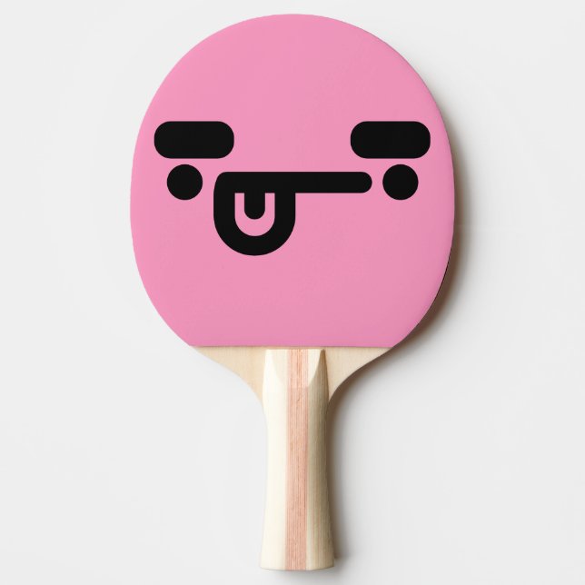Raquete de Ping Pong Rosa Claro com Rosto Confuso  (Frente)