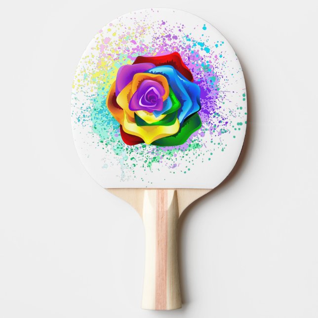 Raquete De Ping Pong Rosa de arco-íris colorido (Frente)