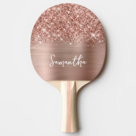 Raquete De Ping Pong Rosa Dourado Glitter e Nome do Script do Glam de F