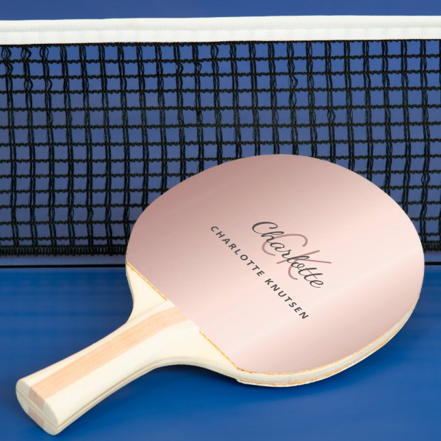 Raquete De Ping Pong Rosa dourado monograma iniciais elegante (Insitu)