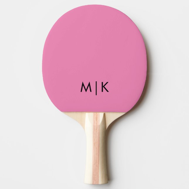 Raquete De Ping Pong Rosa e Preto | Monograma moderno (Frente)