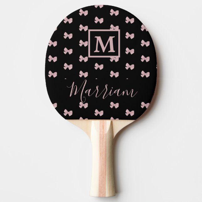 Raquete De Ping Pong Rosa Elegante e Preto Personalizado (Frente)