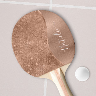 Raquete De Ping Pong Rosa Metálico - Largura Dourada Personalizada