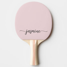 Raquete De Ping Pong Rosa Moderno com Nome Personalizado em Letra de Fo