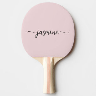 Raquete De Ping Pong Rosa Moderno Personalizado Nome Assinatura Script