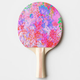 Raquete De Ping Pong Rosa Pastel e Vermelho com Paisagem de Hortênsia A