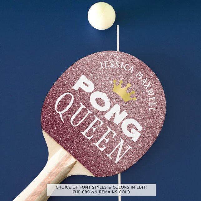 Raquete De Ping Pong Rosa personalizado com brilho Dourado PING PONG QU (Criador carregado)