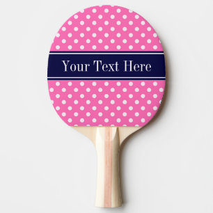 Raquete De Ping Pong Rosa Quente #2 Wht Marinho Bolinhas Blue Name Mono