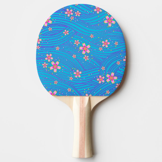Raquete De Ping Pong rosa roxo e azul (Frente)
