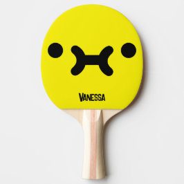 Raquete De Ping Pong Rosto Amarelo com Beicinho Fofo com Nome